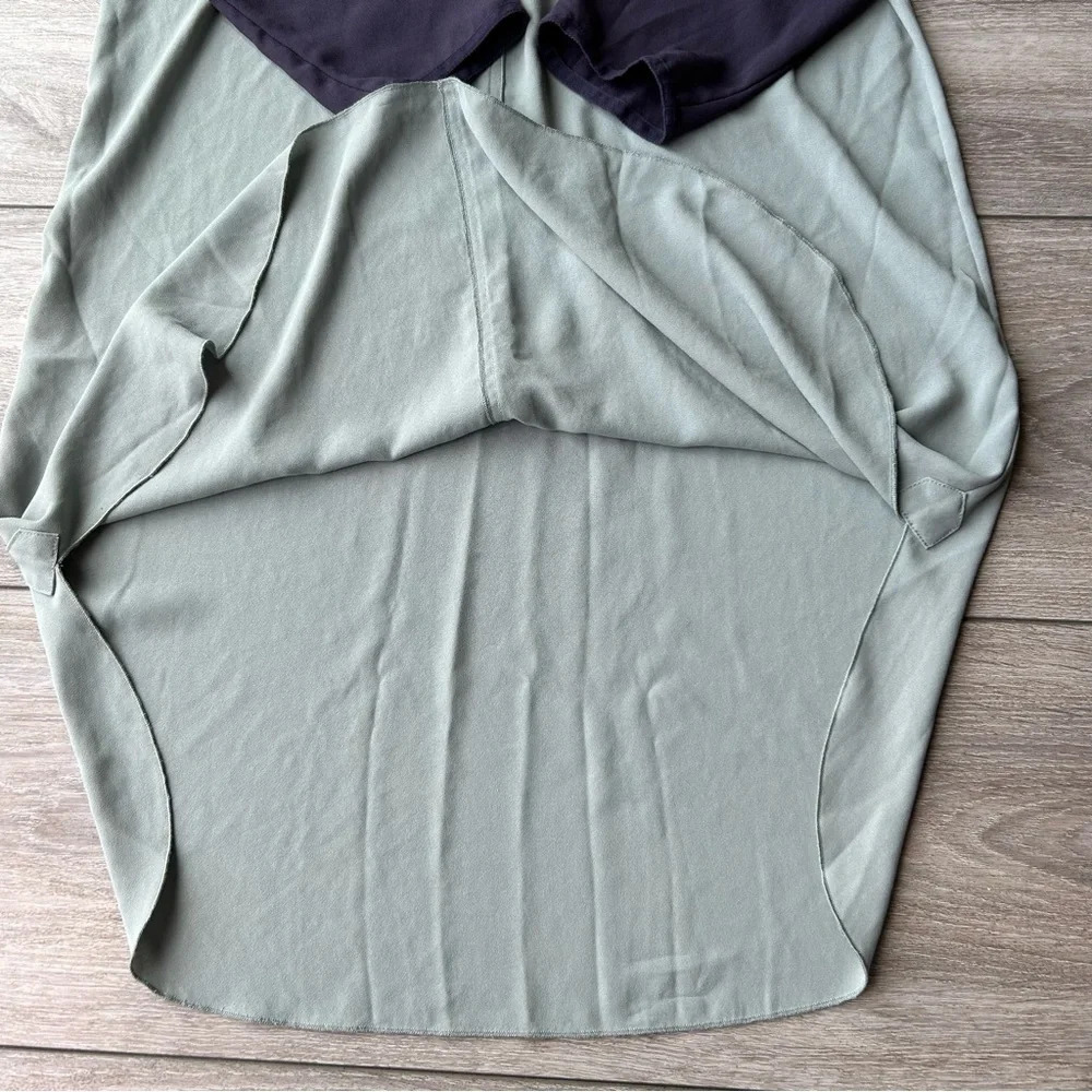 Aritzia Wilfred Purple Sage Green Contrasting  Colour Chiffon Shirt Dress - Picture 9 of 12